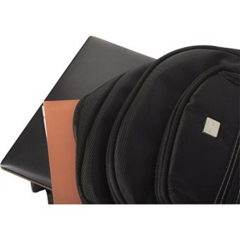 PLM COSMIC Düz Beş Gözlü Polyester 15.6 inç Sırt Laptop Çantası Siyah