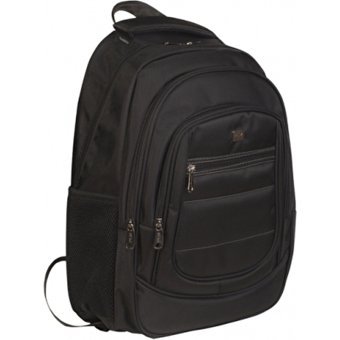 PLM COSMIC Düz Beş Gözlü Polyester 15.6 inç Sırt Laptop Çantası Siyah