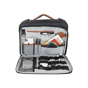 Plm SMARTPACK Düz Üç Gözlü Oxford Kumaş 14 inç Askılı Laptop Çantası Siyah