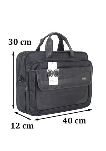 Case Club Düz Beş Gözlü Oxford Kumaş 15.6 inç Askılı Laptop Çantası Siyah