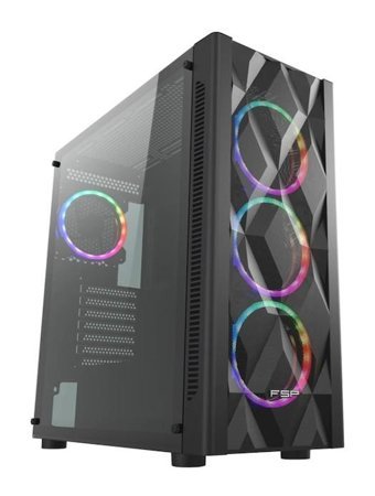 Fsp CMT595AL RGB Sıvı Soğutmalı 5 Fanlı Siyah Dikey Kullanım E-ATX Oyuncu Bilgisayar Kasası