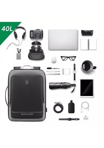 Arctic Hunter B00227 Düz İki Gözlü Oxford Kumaş 17 inç Sırt Laptop Çantası Siyah