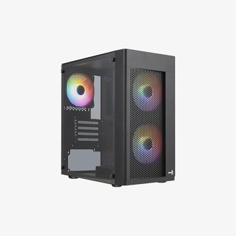 Aerocool Hexform AE-HEXFR-400 RGB 3 Fanlı Siyah Dikey Kullanım Mini Tower Standart Bilgisayar Kasası