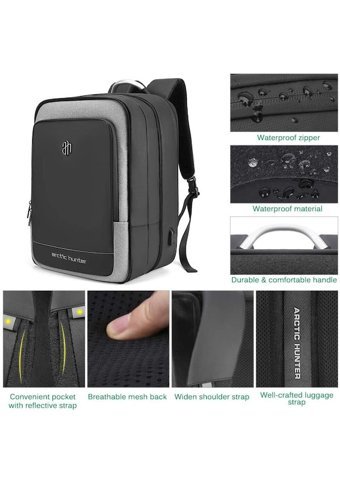 Arctic Hunter B00227 Düz İki Gözlü Oxford Kumaş 17 inç Sırt Laptop Çantası Siyah