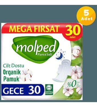 Molped Pure & Soft Organik Antialerjik İnce 30'lu Hijyenik Ped 5 adet