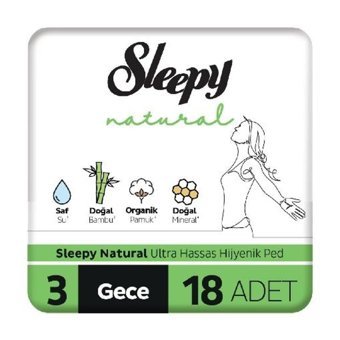 Sleepy Natural Organik Antialerjik İnce 18'li Hijyenik Ped 2 Adet