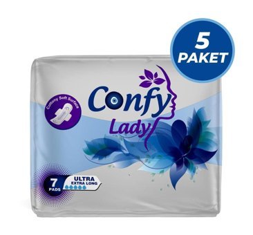 Confy Lady Ultra Extra Long Organik Orta 7'li Hijyenik Ped 5 adet