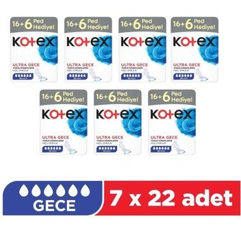 Kotex Ultra Gece Orta 22'li Hijyenik Ped 7 Adet