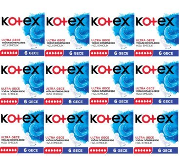 Kotex Ultra Gece Orta 6'lı Hijyenik Ped 12 Adet