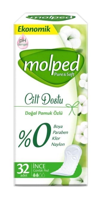 Molped Pure Soft Organik Antialerjik İnce 32'li Hijyenik Ped 3 Adet