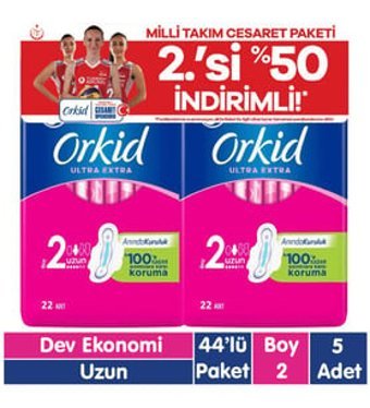 Orkid Ultra Extra Orta 44'lü Hijyenik Ped 5 adet