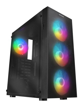 Everest FACED V1 RGB Mesh Sıvı Soğutmalı 4 Fanlı Siyah Dikey Kullanım ATX Oyuncu Bilgisayar Kasası