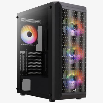 Aerocool Beam RGB 4 Fanlı Siyah Dikey Kullanım Mini Tower Boş Bilgisayar Kasası
