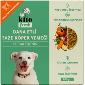Kito Fresh Dana Etli Aromalı Parça Etli Yetişkin Yaş Köpek Maması 250 gr