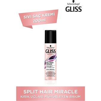 Gliss Split Hair Miracle İyonik Kompleks Üzüm Çekirdeği Yağı Onarıcı Boyalı Tüm Saçlar için Durulanmayan Kadın Saç Kremi 200 ml