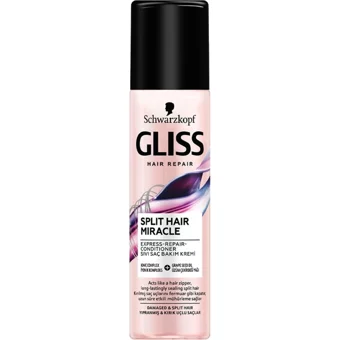 Gliss Split Hair Miracle İyonik Kompleks Üzüm Çekirdeği Yağı Onarıcı Boyalı Tüm Saçlar için Durulanmayan Kadın Saç Kremi 200 ml
