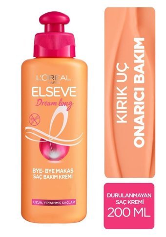 Loreal Paris Elseve Dream Long Bye Bye Vitamini Hint Yağı Onarıcı Keratinli Boyalı Tüm Saçlar için Durulanmayan Kadın Saç Kremi 200 ml