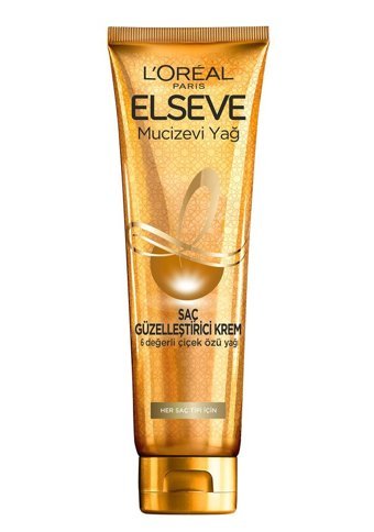 Loreal Paris Elseve Mucizevi Yağ Canlandırıcı Parlaklık Verici Boyalı Tüm Saçlar için Durulanmayan Kadın Saç Kremi 150 ml