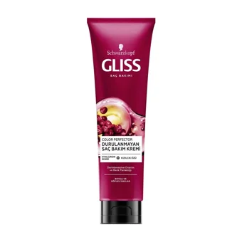 Gliss Color Perfector Hyaluron İksiri Kızılcık Özü Canlandırıcı Parlaklık Verici Boyalı Tüm Saçlar için Durulanmayan Kadın Saç Kremi 150 ml