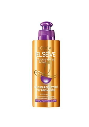 Loreal Paris Elseve Amla Yağı Besleyici Onarıcı Boyalı Dalgalı Kıvırcık Saçlar için Durulanmayan Kadın Saç Kremi 200 ml