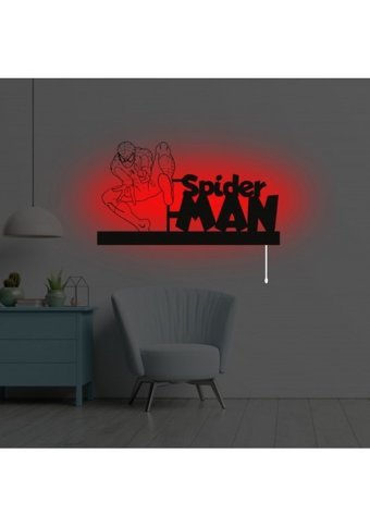Erva Spiderman Tekli Başlık Metal Led Aplik Beyaz