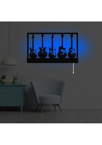 Erva Gitar Tekli Başlık Metal Led Aplik Beyaz