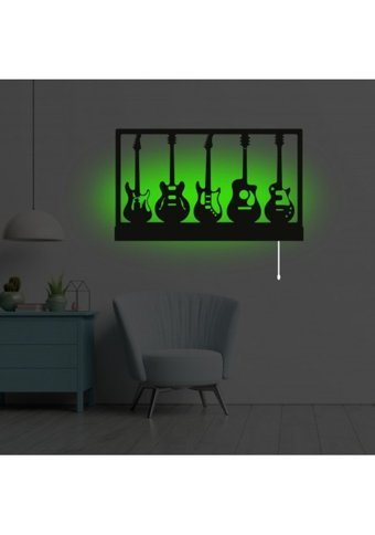 Erva Gitar Tekli Başlık Metal Led Aplik Beyaz