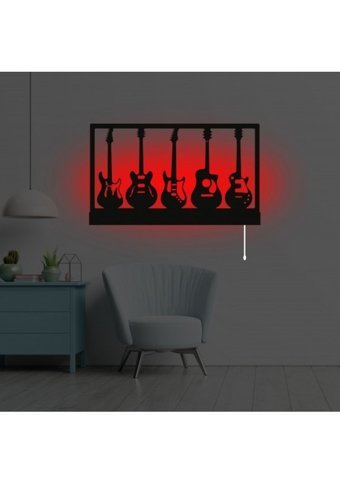 Erva Gitar Tekli Başlık Metal Led Aplik Beyaz