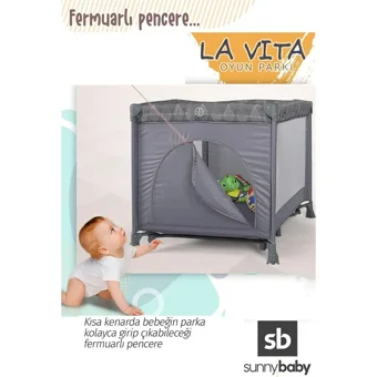 Sunny Baby La Vita 25 kg Kapasiteli Ayarlanabilir Taşınabilir Katlanabilir Ara Katlı 70x110 cm Sallanan Anne Yanı Park Yatak Bej+Yatak