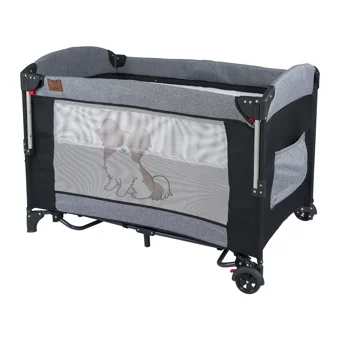 Mamma Papillon Alüminyum 15 kg Kapasiteli Ayarlanabilir Taşınabilir Katlanabilir Ara Katlı 70x110 cm Sallanan Anne Yanı Park Yatak Gri+Sünger Yatak