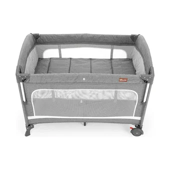 Gulz Omega 20 kg Kapasiteli Ayarlanabilir Taşınabilir Katlanabilir Ara Katlı 70x110 cm Sallanan Anne Yanı Park Yatak Koyu Gri