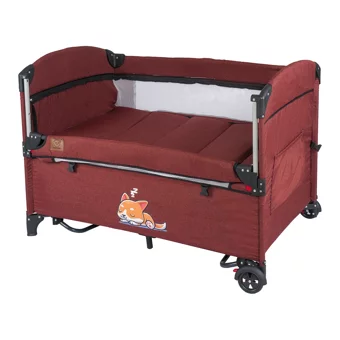 Mamma Shiba Alüminyum 15 kg Kapasiteli Ayarlanabilir Taşınabilir Katlanabilir Ara Katlı 70x110 cm Sallanan Anne Yanı Park Yatak Kırmızı