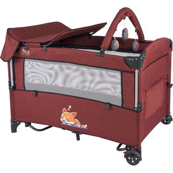 Mamma Shiba Alüminyum 15 kg Kapasiteli Ayarlanabilir Taşınabilir Katlanabilir Ara Katlı 70x110 cm Sallanan Anne Yanı Park Yatak Kırmızı