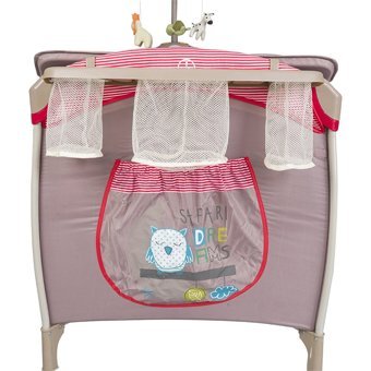 Kanz Hamburg Alüminyum 15 kg Kapasiteli Ayarlanabilir Taşınabilir Katlanabilir Ara Katlı 70x110 cm Sallanan Anne Yanı Park Yatak Kırmızı