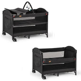 Acr Ciciko C-1050 OPTİMA Demir 25 kg Kapasiteli Ayarlanabilir Taşınabilir Katlanabilir Ara Katlı 70x110 cm Sallanan Anne Yanı Park Yatak Siyah