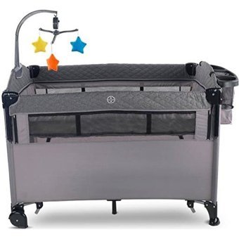 Baby Hope Royal 25 kg Kapasiteli Ayarlanabilir Taşınabilir Katlanabilir Ara Katlı 70x110 cm Sallanan Anne Yanı Park Yatak Mavi