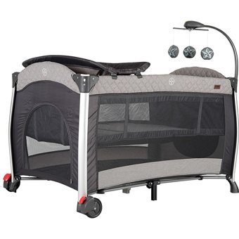 Prego Baby Maxima Alüminyum 25 kg Kapasiteli Ayarlanabilir Taşınabilir Katlanabilir Ara Katlı 70x120 cm Sallanan Anne Yanı Park Yatak Gri