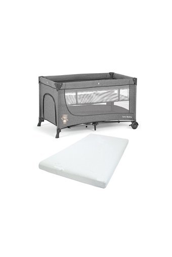 Uni Baby Lindo 20 kg Kapasiteli Ayarlanabilir Taşınabilir Katlanabilir 70x120 cm Sallanan Anne Yanı Park Yatak Koyu Gri