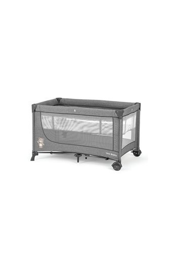 Uni Baby Lindo 20 kg Kapasiteli Ayarlanabilir Taşınabilir Katlanabilir 70x120 cm Sallanan Anne Yanı Park Yatak Koyu Gri