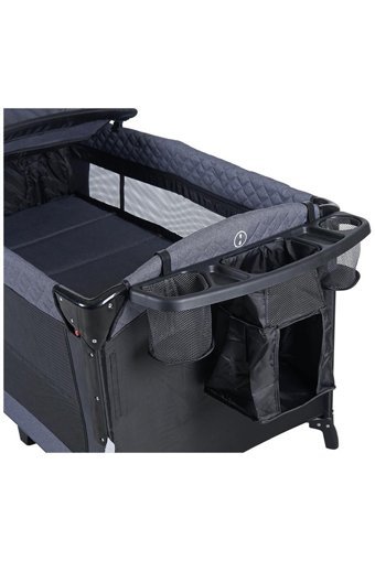 Prego Baby Miami Premium 25 kg Kapasiteli Ayarlanabilir Taşınabilir Katlanabilir Ara Katlı 70x110 cm Sallanan Anne Yanı Park Yatak Koyu Gri