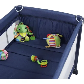 Prego Baby Arizona Plastik 25 kg Kapasiteli Ayarlanabilir Taşınabilir Ara Katlı 70x110 cm Sallanan Anne Yanı Park Yatak Lacivert