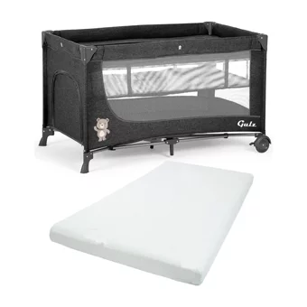Gulz Lindo 20 kg Kapasiteli Ayarlanabilir Taşınabilir Katlanabilir 70x120 cm Sallanan Anne Yanı Park Yatak Siyah