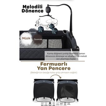 Prego Baby San Diego Alüminyum 20 kg Kapasiteli Ayarlanabilir Taşınabilir Katlanabilir Ara Katlı 70x120 cm Sallanan Anne Yanı Park Yatak Füme
