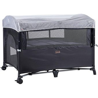 Prego Baby Miami Basic 25 kg Kapasiteli Ayarlanabilir Taşınabilir Katlanabilir Ara Katlı 70x110 cm Sallanan Anne Yanı Park Yatak Füme