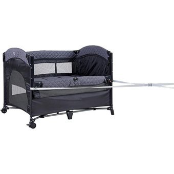 Prego Baby Miami Basic 25 kg Kapasiteli Ayarlanabilir Taşınabilir Katlanabilir Ara Katlı 70x110 cm Sallanan Anne Yanı Park Yatak Füme