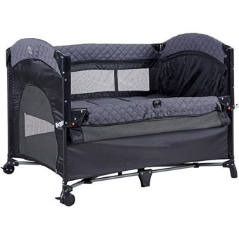 Prego Baby Miami Basic 25 kg Kapasiteli Ayarlanabilir Taşınabilir Katlanabilir Ara Katlı 70x110 cm Sallanan Anne Yanı Park Yatak Füme