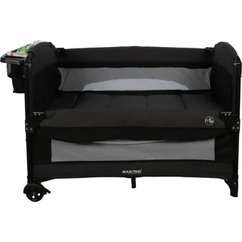 Maxi Taxi Karolin Çelik 22 kg Kapasiteli Ayarlanabilir Taşınabilir Katlanabilir Ara Katlı 70x110 cm Sallanan Anne Yanı Park Yatak Siyah