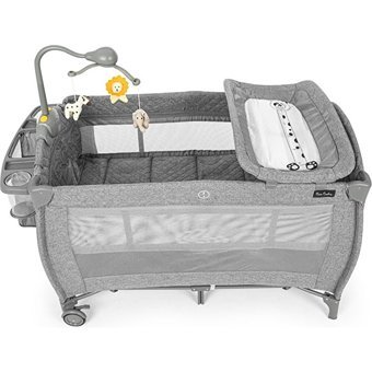 Pierre Cardin Ütopia 22 kg Kapasiteli Ayarlanabilir Taşınabilir Katlanabilir Ara Katlı 70x120 cm Sallanan Anne Yanı Park Yatak Gri