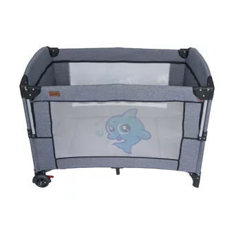 Mamma Dolphin Alüminyum 15 kg Kapasiteli Ayarlanabilir Taşınabilir Katlanabilir Ara Katlı 70x110 cm Sallanan Anne Yanı Park Yatak Antrasit