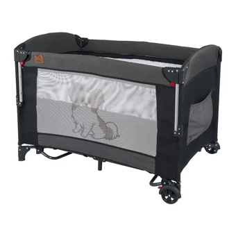Mamma Papillon Alüminyum 15 kg Kapasiteli Ayarlanabilir Taşınabilir Katlanabilir Ara Katlı 70x110 cm Sallanan Anne Yanı Park Yatak Antrasit+Sünger Yatak